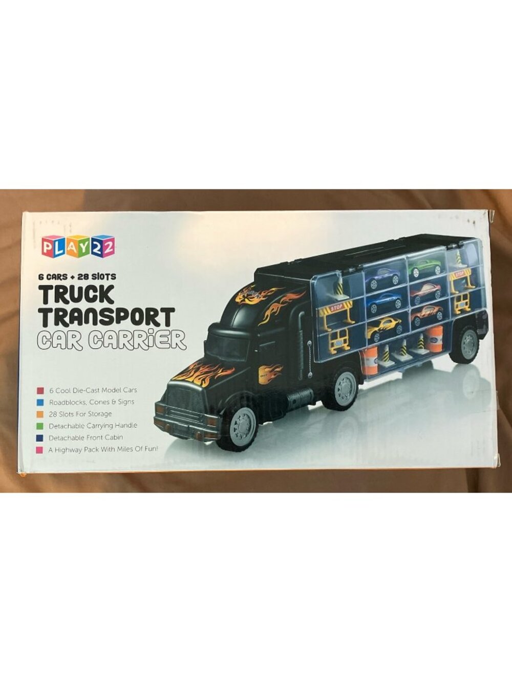 Play2 Truck Transport Car Carrier Play Set with 6 Cars and Accessories NIB
